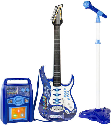 Kids Electric Guitar Play Set w/ Whammy Bar, Microphone, Amp, AUX