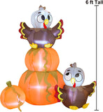 6ft Inflatable Pumpkin Turkeys with Built-in LEDs