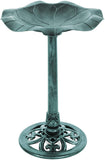 Outdoor Lily Leaf Resin Pedestal Bird Bath Decoration w/Floral Accents and Vintage Finish