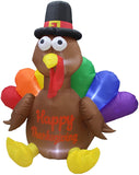 6ft Happy Thanksgiving Inflatable Turkey With LED Lights