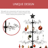 Wrought Iron Ornament Display Christmas Tree w/Easy Assembly and Stand