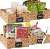 Set of 4 9x12in Woven Water Hyacinth Pantry Baskets Kitchen Organizers w/Chalkboard Label