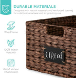 Set of 2 16x12in Woven Wicker Kitchen Organizers with handles w/Chalkboard Label