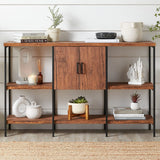 55in Console Table 3 Tier Sofa Table Storage Cabinet Shelf, Accent Entryway Foyer Table Display Stand for Home, Living Room, Hallway, Decor w/Built-in Cabinet