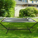 12 Feet Hammock with Stand & Spreader Bars and Detachable Pillow, Heavy Duty, 450 Pound Capacity, Accommodates 2 People, Perfect for Indoor/Outdoor Patio, Deck, Yard