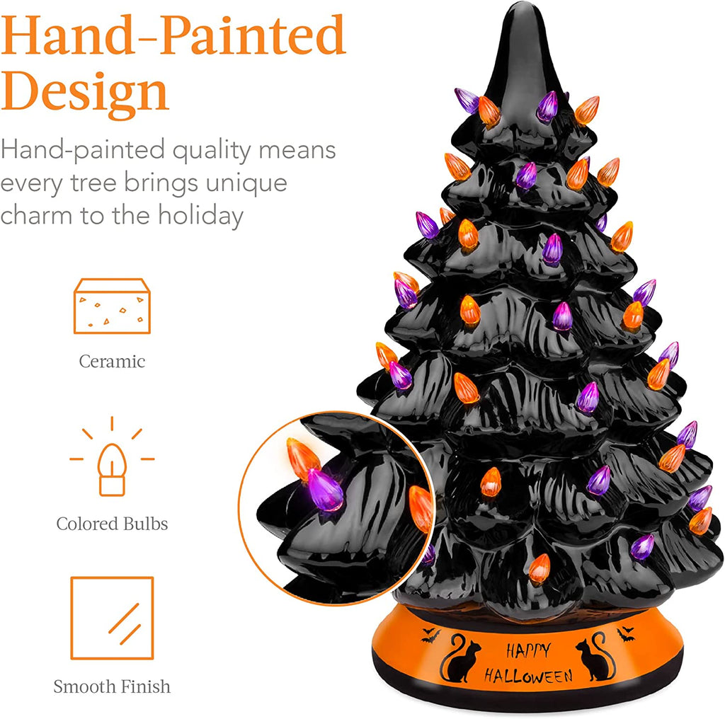 15in PreLit Ceramic Tabletop Halloween Tree Amazingforless