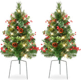 Set of 2 - 24.5in Outdoor Pathway Pre-Lit Christmas Trees