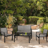 4pc Patio Furniture Conversation Outdoor Garden Patio Bistro Set