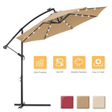 10ft Solar LED Offset Hanging Outdoor Market Patio Umbrella w/ Easy Tilt Adjustment