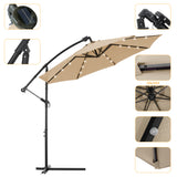10ft Solar LED Offset Hanging Outdoor Market Patio Umbrella w/ Easy Tilt Adjustment