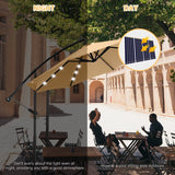 10ft Solar LED Offset Hanging Outdoor Market Patio Umbrella w/ Easy Tilt Adjustment