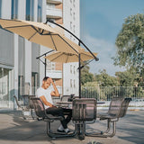 10ft Solar LED Offset Hanging Outdoor Market Patio Umbrella w/ Easy Tilt Adjustment