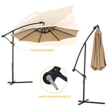 10ft Solar LED Offset Hanging Outdoor Market Patio Umbrella w/ Easy Tilt Adjustment