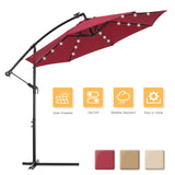 10ft Solar LED Offset Hanging Outdoor Market Patio Umbrella w/ Easy Tilt Adjustment