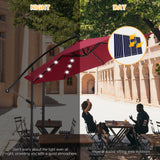 10ft Solar LED Offset Hanging Outdoor Market Patio Umbrella w/ Easy Tilt Adjustment