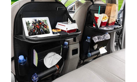 Universal Leather Back Seat Multi-Pocket Car Organizer with Tray Table