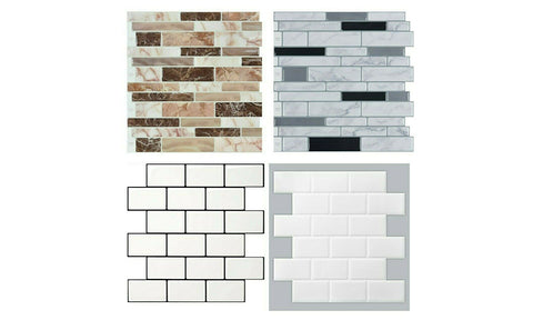 Amazingforless 10pk Peel and Stick 3D Self Adhesive Mosaic Tile Backsplash for Kitchen Marble