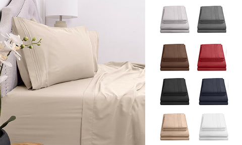 4pc 1800 Thread Count Egyptian Comfort Bedding Set Deep Pocket