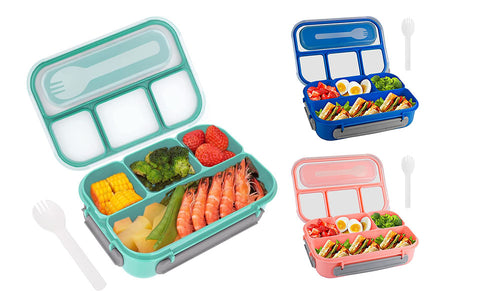 Bento Lunch Box For Kids Adults Picnic Food Storage Box with 4 Compartments