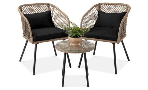 3-Piece Outdoor Wicker Bistro Set