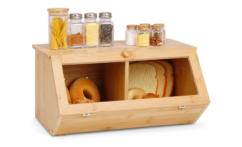 Bamboo Stackable Bread Box For Kitchen Counter