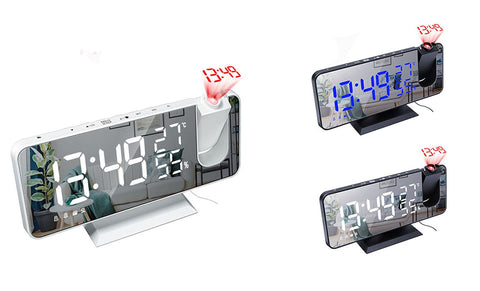 Desk Dual Alarm Clock LCD LED Digital Time Projection FM Radio Snooze Timer