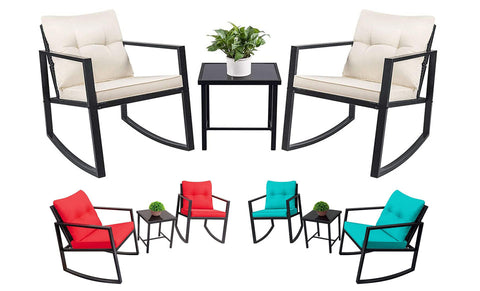 3 Piece Rocking Patio Outdoor Conversation Bistro Set