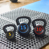Kettlebell Set with Storage Rack, Exercise Fitness Concrete Weights 5lb, 10lb, 15lb