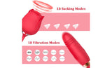 2 in 1 Dual Rose Vibrator Sucking Clitoral G-spot Sex Toy 10 Speed Waterproof