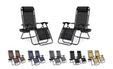 Set of 2 Adjustable Steel Mesh Zero Gravity Lounge Chair Recliners