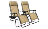 Set of 2 Adjustable Steel Mesh Zero Gravity Lounge Chair Recliners