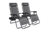 Set of 2 Adjustable Steel Mesh Zero Gravity Lounge Chair Recliners