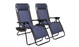 Set of 2 Adjustable Steel Mesh Zero Gravity Lounge Chair Recliners