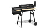 BBQ Charcoal Grill with Offset Smoker, Thermometer and Adjustable Damper