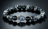 Beaded Evil Eye- Hamsa Hand Charm Bracelet