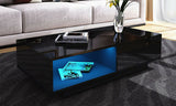 Modern High Gloss LED Coffee Table with 2 Drawers