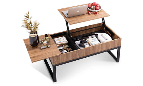 Wood Lift Top Coffee Table with Hidden Storage Compartment