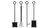 5-Piece Indoor Outdoor Wrought Iron Firewood Log Storage Rack Holder Tools Set