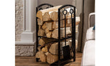5-Piece Indoor Outdoor Wrought Iron Firewood Log Storage Rack Holder Tools Set