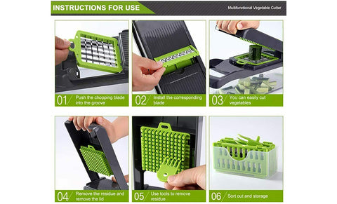 12 in 1 Vegetable Chopper Spiralizer Mandolin Slicer Grater with