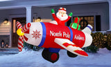 8ft Christmas Animated LED Inflatable Flying Santa Claus