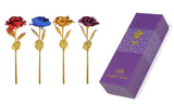 24k Gold Plated Foil Rose Flower Long Stem Dipped Valentines Day Gift