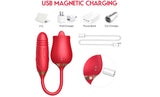 10 Speed Dual Rose Tongue Licking G-Spot Clitoral Telescopic Vibrator