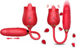 10 Speed Dual Rose Tongue Licking G-Spot Clitoral Telescopic Vibrator