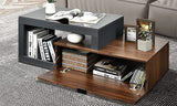 Modern Coffee Table with Glass Top & 2 Tier Storage