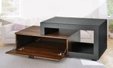 Modern Coffee Table with Glass Top & 2 Tier Storage