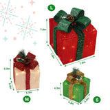 3 Christmas Decorations Lighted Gift Boxes with 60LED for Indoor Outdoor