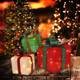 3 Christmas Decorations Lighted Gift Boxes with 60LED for Indoor Outdoor