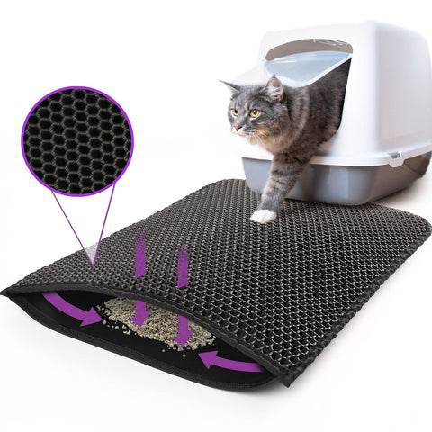 Kitty Cat Litter Mat Trapping Honeycomb Double Layer Design Waterproof 24x15''