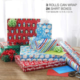 3 Pack Reversible Christmas Gift Wrapping Paper